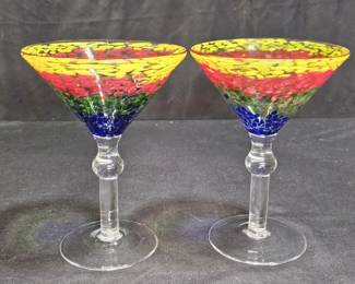 2 Large Confetti Margarita Glasses