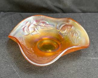  Fenton Amber Carnival Glass Ruffled Dish