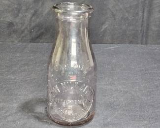 Vtg Purple City Milk Depot NY Glass Pint Bottle