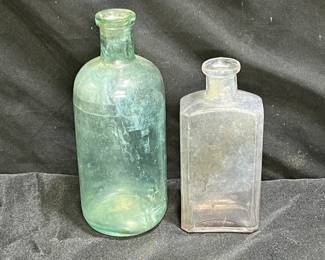  Antique Apothecary Bottle & Green Medicine Bottle