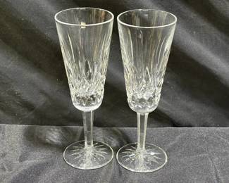 2 Waterford Lismore Fluted Champagne Glasses