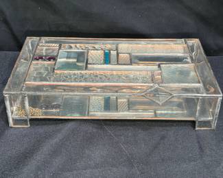 Geometric Stained Leaded Glass Box