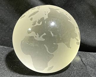 World Globe Earth Paper Weight Crystal Glass
