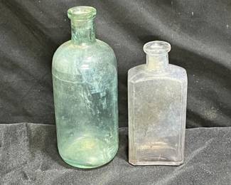 Antique Apothecary Bottle & Green Medicine Bottle
