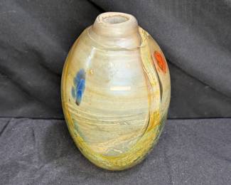 Hand Blown Heavy Art Glass Vase