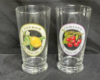  Williams Sonoma "Just de Fruits" Tumblers 6" tall