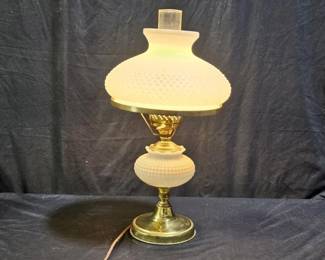 Vintage Milk Glass Electric Hurricane Table Lamp