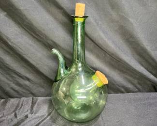 VTG Green Glass Italian Wine Decanter Hand Blown