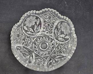 VTG ABP Cut Crystal Floral Design Bowl