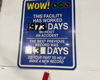 Custom Days Without Accident Scoreboard Sign