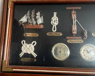 Nautical Knot Display with Ship, Clock, and Thermometer