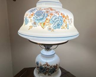 Vintage "Gone With The Wind" Style Floral Hurricane Lamp