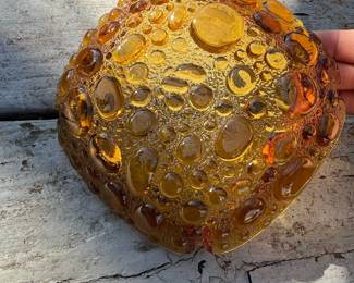 MCM Amber Glass Bubble Ashtray/Bowl