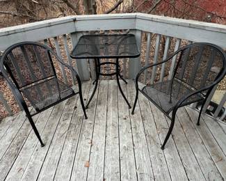 Black Metal Mesh Bistro Set