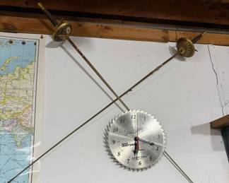 Antique Fencing Swords with Sears Craftsman Saw Blade Clock