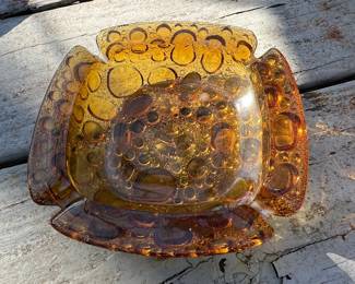 MCM Amber Glass Bubble Ashtray/Bowl