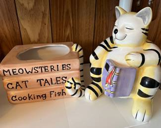 Ceramic Cat Reading Book Napkin Holder