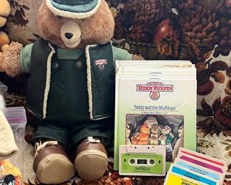 Teddy Ruxpin with tapes and books