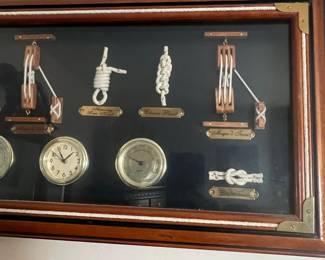 Nautical Knot Display with Ship, Clock, and Thermometer