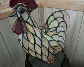 Tiffany Style Stained Glass Rooster Lamp