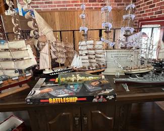 Model Ship Collection and Battleship Board Game