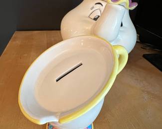 Disney Beauty and the Beast Mrs. Potts Teapot and Chip Coin Bank Set