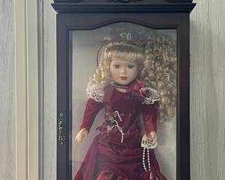 Brass Key Camellia Garden Collection Porcelain Doll in Display Case