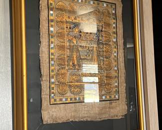 Vintage Egyptian Papyrus Painting - King Tut's Wedding Scene