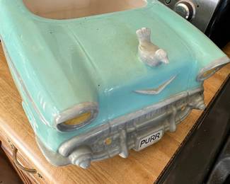 Vintage "PURR" License Plate Cat Couple Convertible Cookie Jar