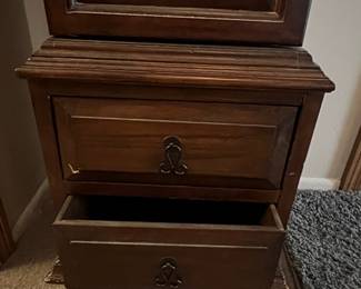 Wooden Grandfather Clock with Storage Cabinet and Quartz Movement