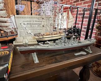 Model Ship Collection and Battleship Board Game