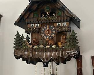 Black Forest Cuckoo Clock with Bears and Woodcutters