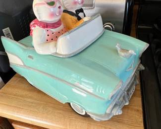 Vintage "PURR" License Plate Cat Couple Convertible Cookie Jar