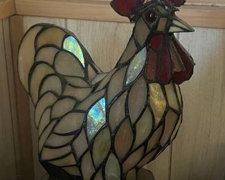 Tiffany Style Stained Glass Rooster Lamp