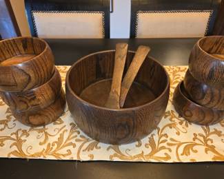 Wooden salad bowl set