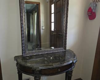 Half-moon entry table w/marble top