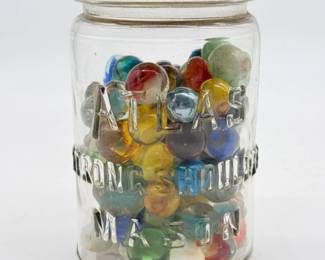 14 VintageAtlasMasonJarwVintageMarbles