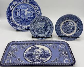 144 MixofVintageCeramicPlatesTinTray