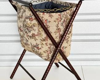 60 VintageWoodenFoldingSewingBasket