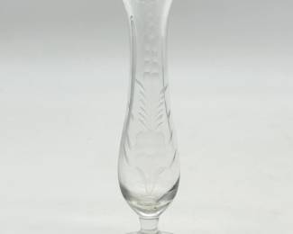 75 EtchedClearGlassBudVase