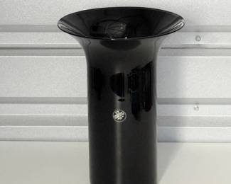 69 VintageBlackCrownCorningHandblownGlassVase