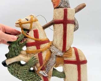 64 StGeorgeSlayingtheDragonHeavyResinWallSculpture