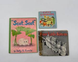 42 VintageLuckyLadybirdsFourLittleKittensSeatScatBooks