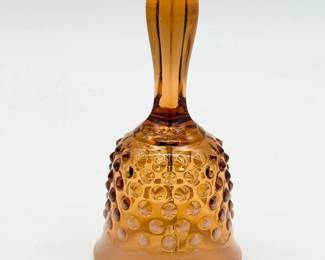36 VintageFentonHobnailAmberOpalescentGlassBell