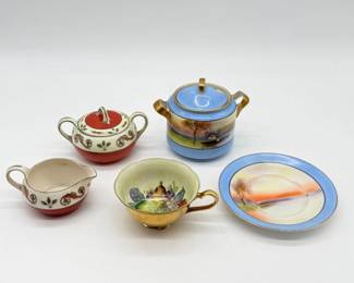 148 MixofVintageCreamerSugarBowlTeaCupPlate