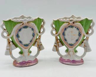 166 AntiquePorcelainFanStyleVases