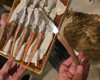 Vintage box set of steak knives.  Bone handles.  Make an offer