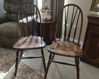Antique spindle rush seat (2) $300 for pair