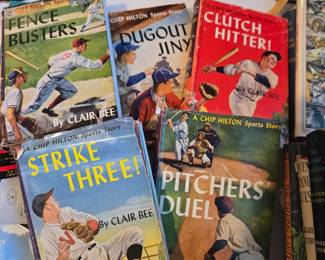 Chip Hilton Baseball Hardback stories.  All 5 for $75.  Fence Busters, Digout Jiny, Clutch Hitter, Strike Three, Pitchers Duel