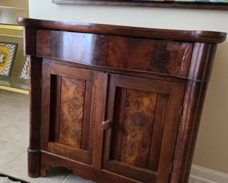 Vintage mahogany (?) cabinet with drawer. $275
